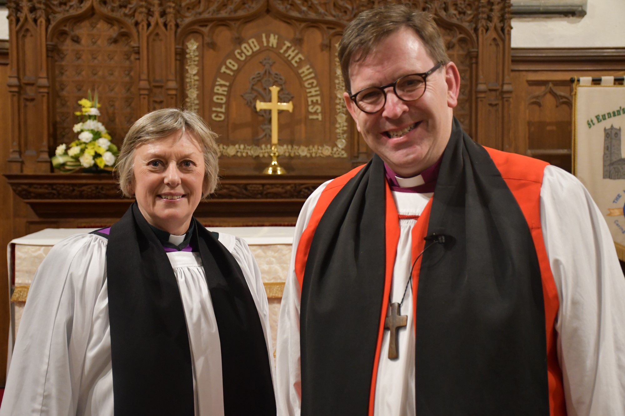 Dean Liz Fitzgerald with Bishop Andrew Forster.
