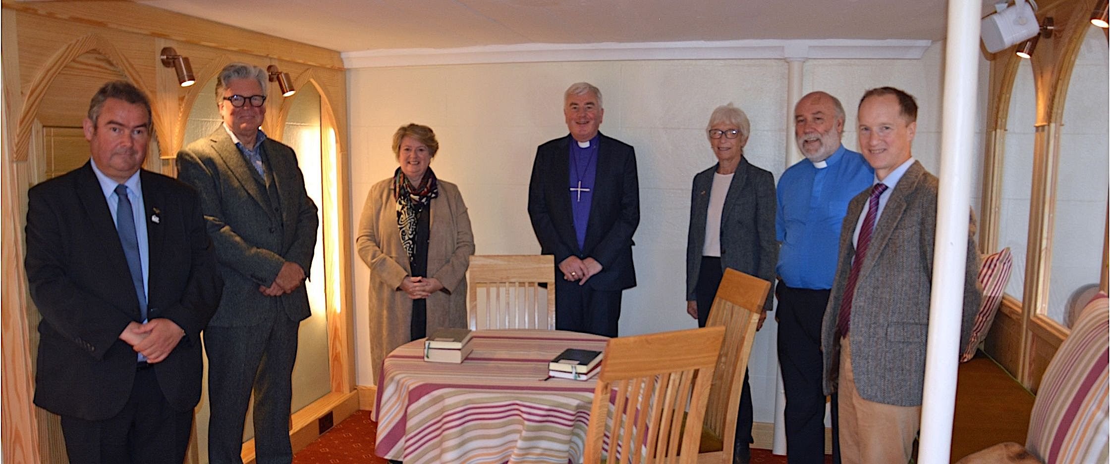 From left to right: Councillor Terry Andrews, Mr Warren Cannon, Ms Liz Baker, the Rt Revd David McClay, Mrs Patricia Cross, the Revd Stephen Smyth and Mr Stephen Cross.