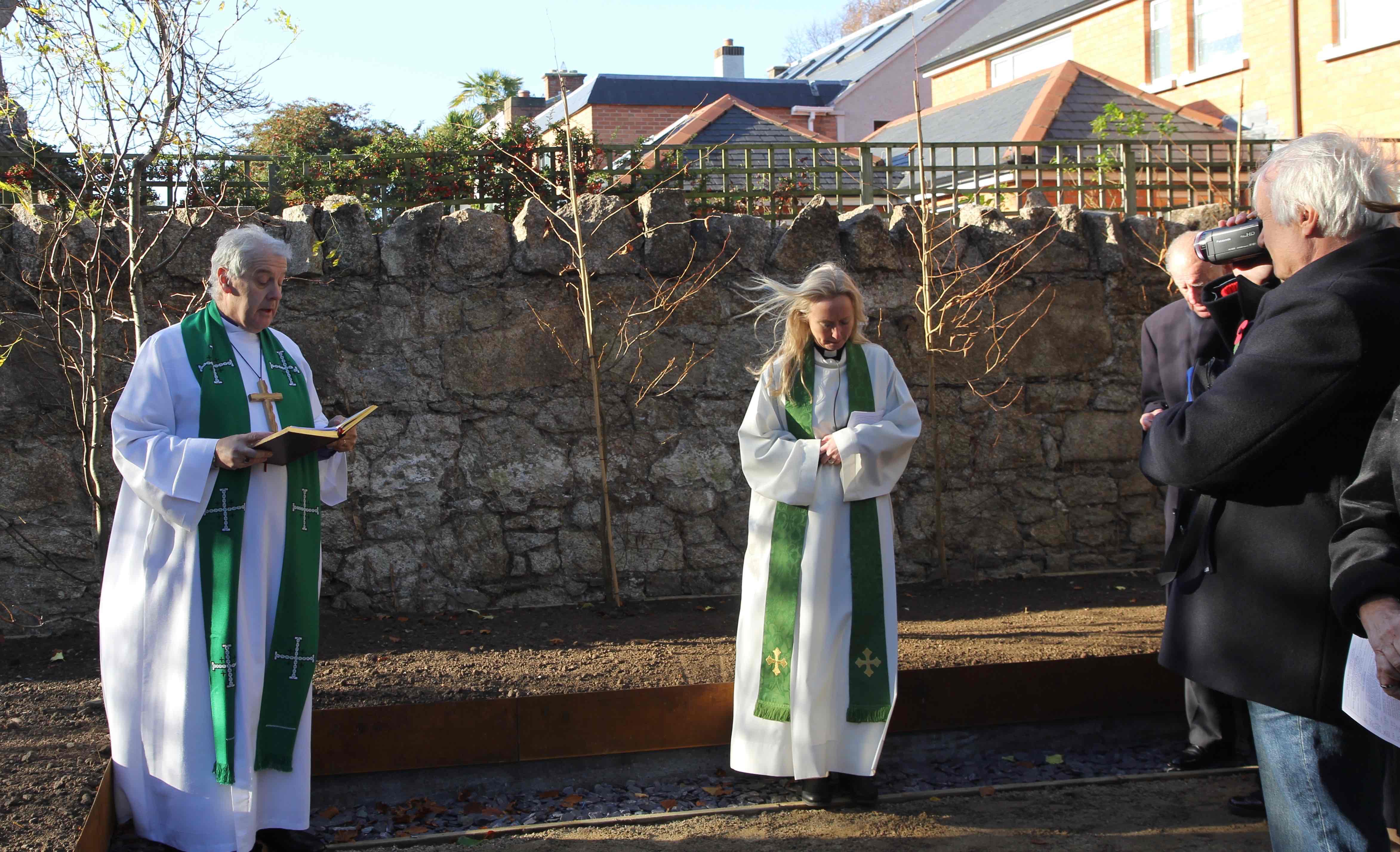 Archbishop Michael Jackson and Canon Sonia Gyles during the dedication of the Garden of Remembrance at St Philip's Church.