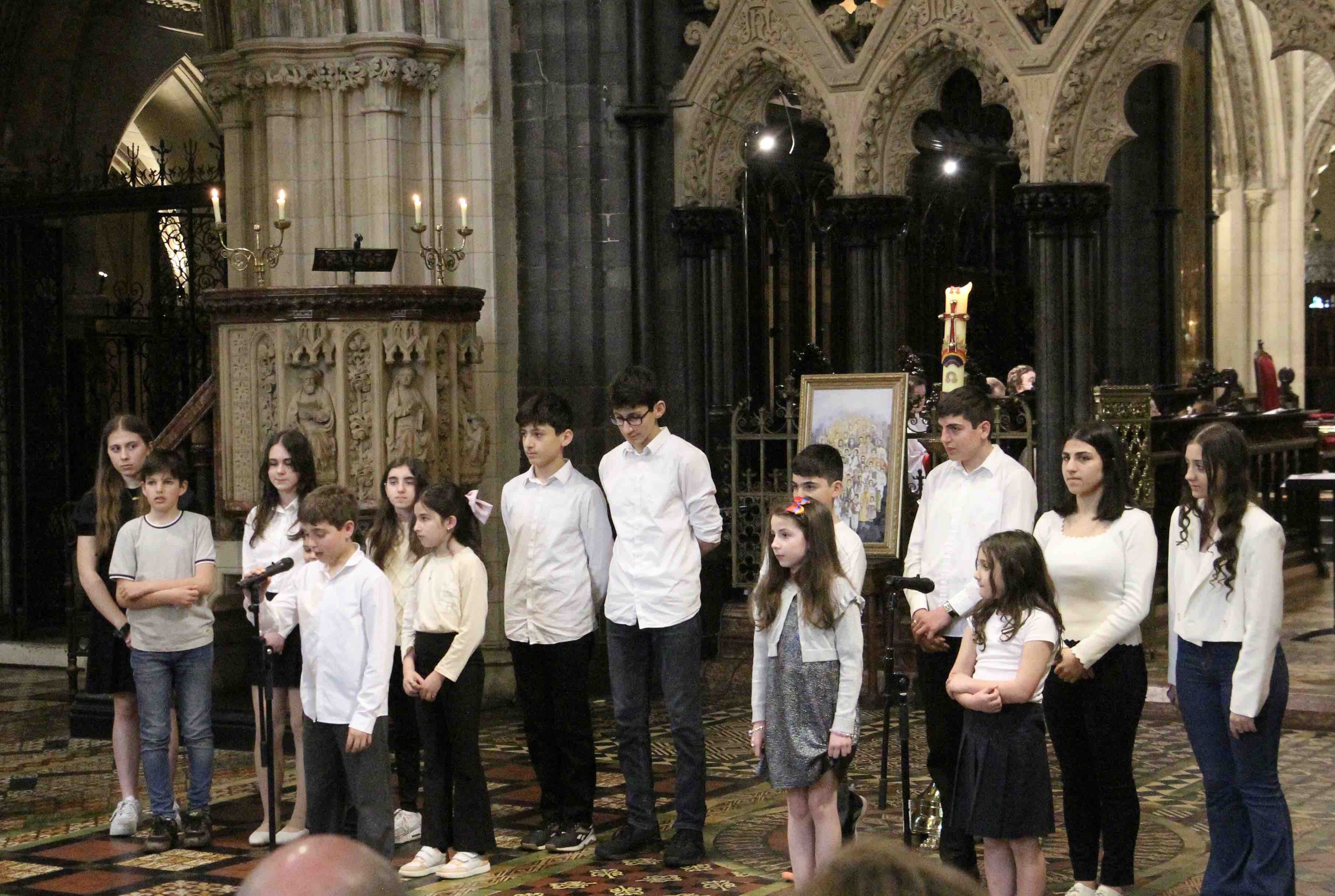 Sunday School children recite Armenian poetry.