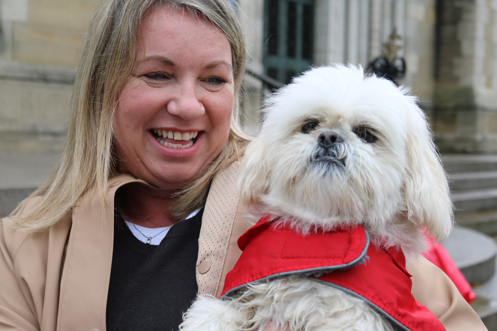 Jo Crossely, from Dog Friendly Walking Tours, with Georgie.