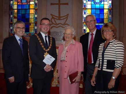 BBC Prinicpal, Rev Dr JN Ian Dickson; the Lord Mayor of Belfast; Dr Helen Roseveare; Mr Peter Martin, Chair of the BBC Board; Mrs Margaret Martin