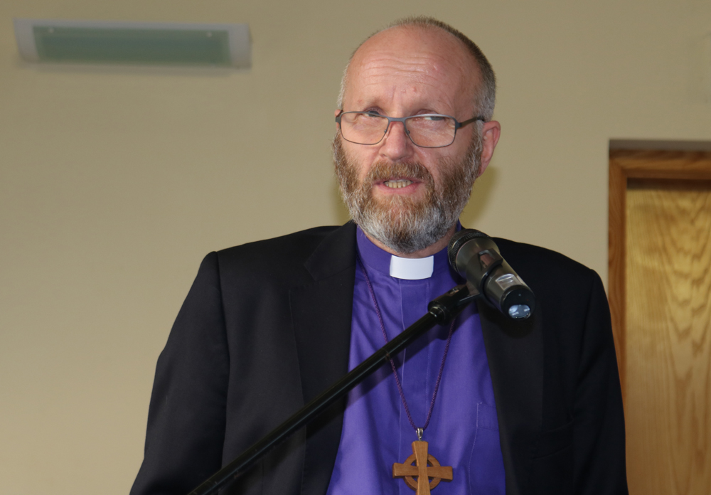 Bishop Alan Abernethy delivers his Presidential Address at Connor Diocesan Synod in Ballymena.