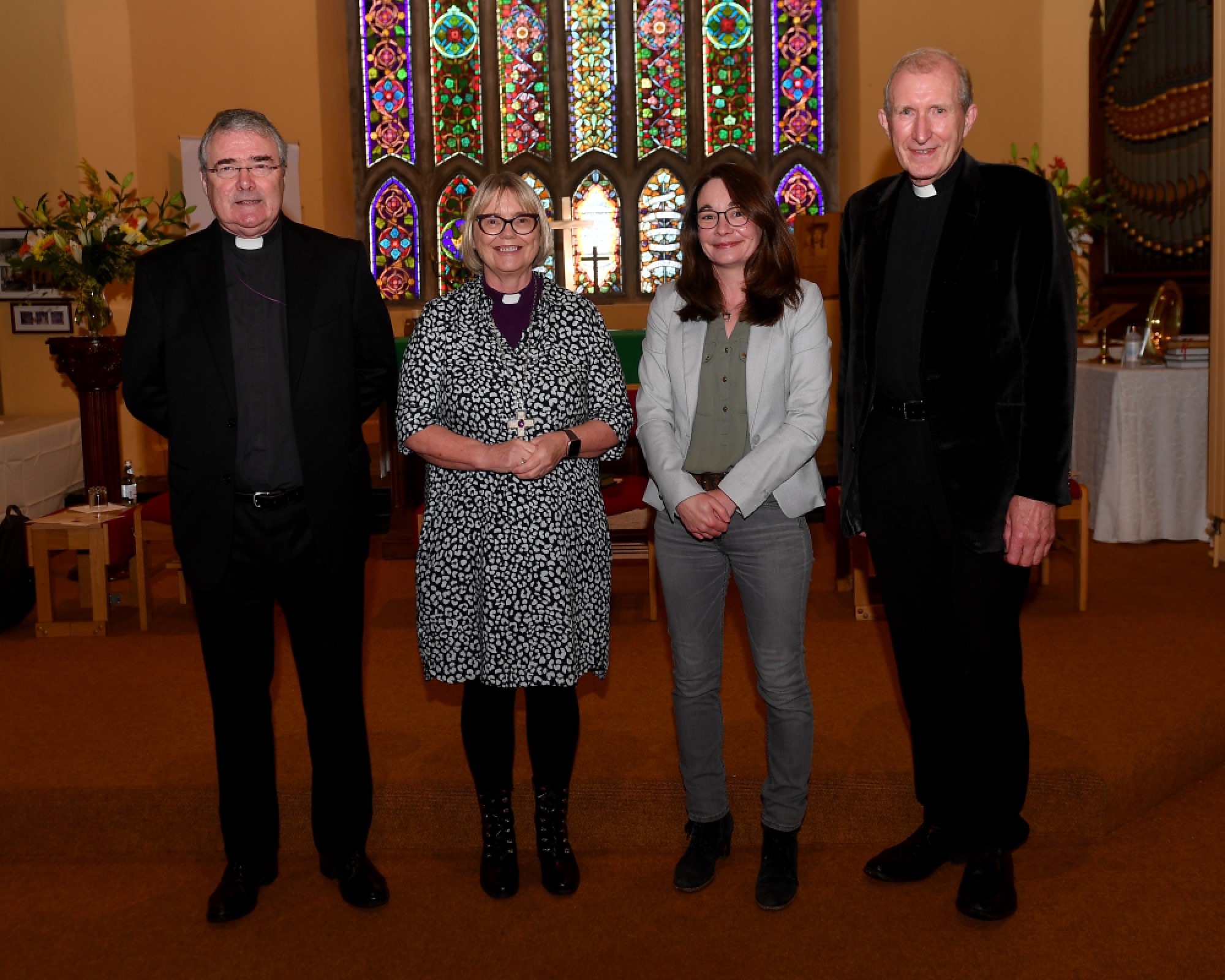 Archbishop McDowell, Bishop Pat Storey, Prof Katy Hayward and Canon Alastair Graham. Photo credit: John McCauley.