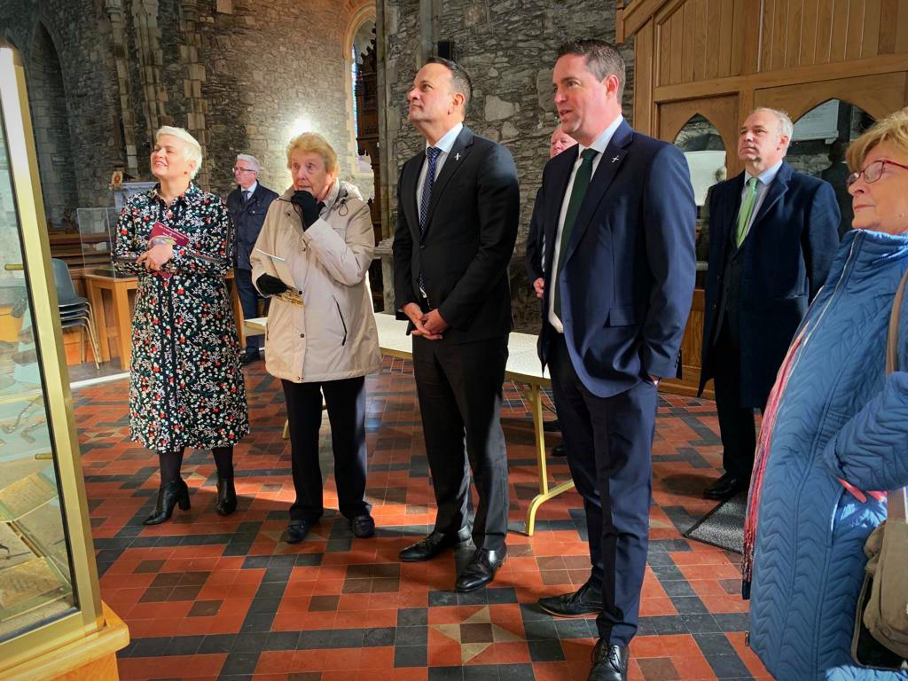 An Taoiseach during his tour of St Brigid's Cathedral.