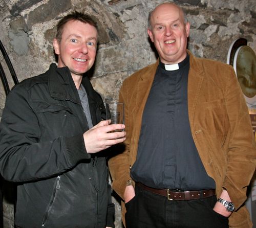 Gordon McCoy and Archdeacon Gary Hastings, rector of Galway, at the launch of Cumann Gaelach na hEaglaise's Bilingual Services book in Christ Church Cathedral.